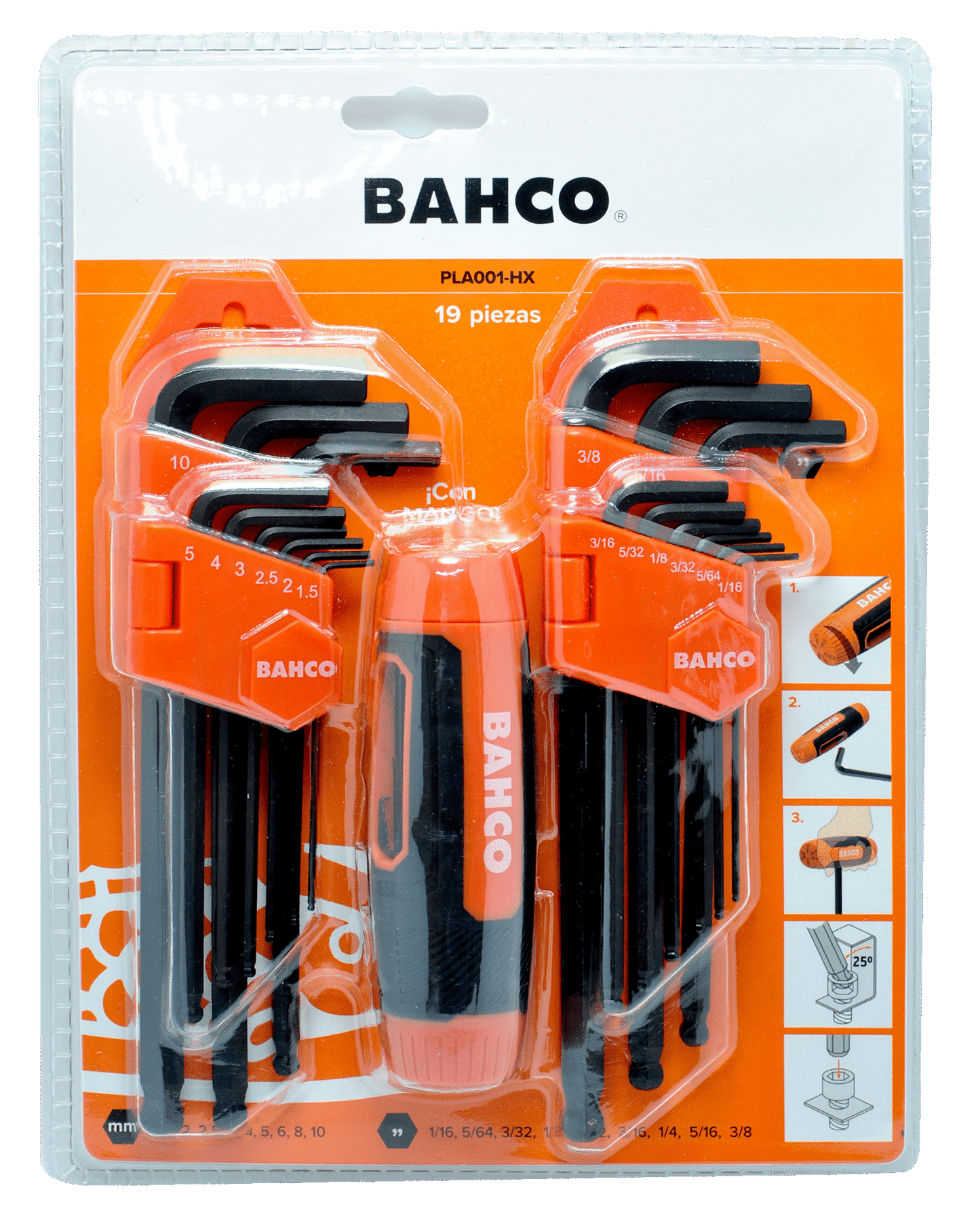 BAHCO - JUEGO DE LLAVES ALLEN 19 PIEZAS | PLA001-HX